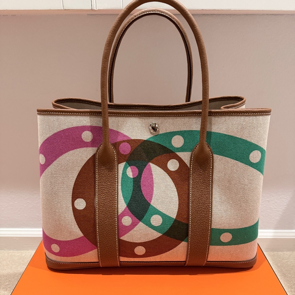 New Garden Party 36 -  H canvas with "H au Pas" motif and Negonda calfskin